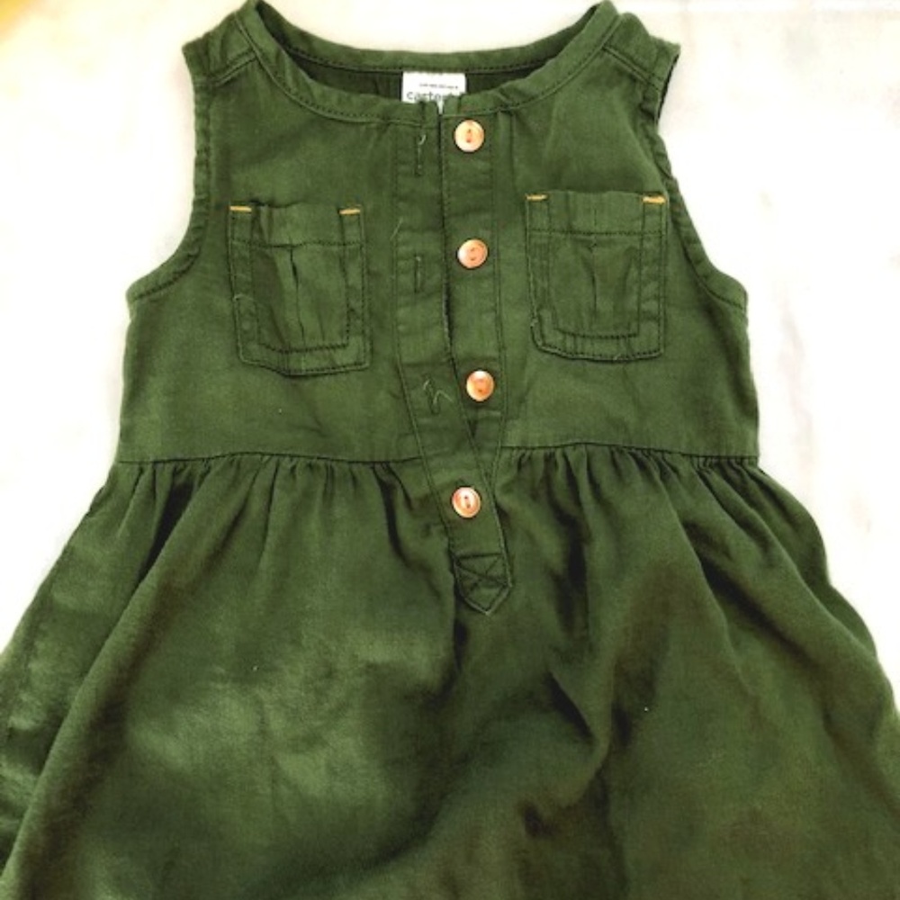 Carters Trendy Olive and Rose Gold Dress 9M